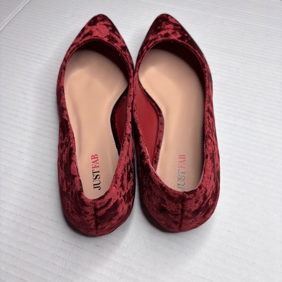 JUSTFAB Burgundy Rainy Flats Velour Size 9 - Picture 4 of 7